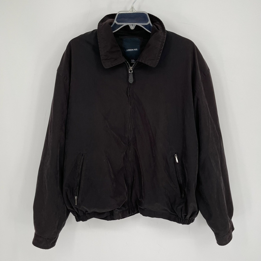 London Fog Women's Black Full Zip Collared Windbreaker Utility Jacket Size XXL